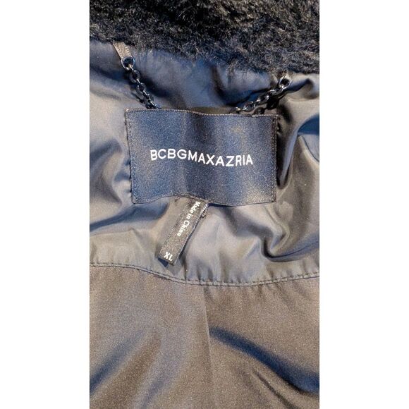 BCBGMAXAZRIA Faux Fur Hooded Coat Black, Size XL - Picture 6 of 7
